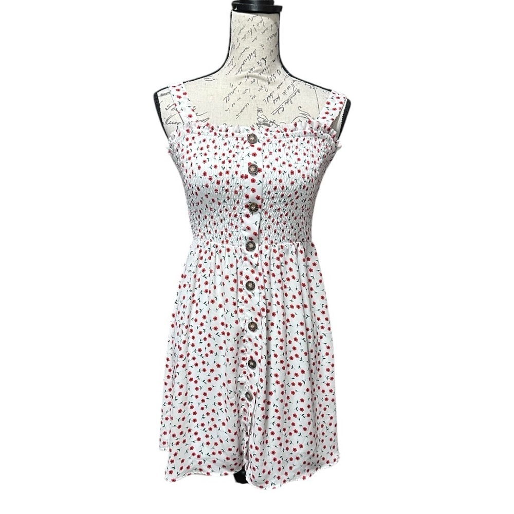 Sienna Sky White and Red Floral Dress Size Medium